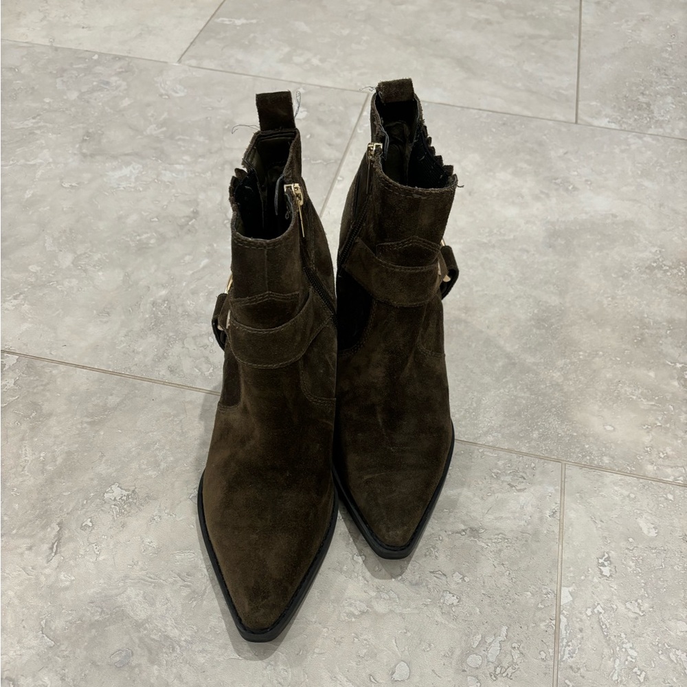 Marc Fisher Hallie Bootie, Olive Green, worn twice